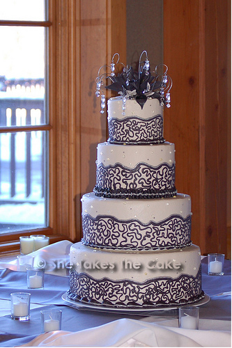 Crystall Studded Black and White Wedding Cake