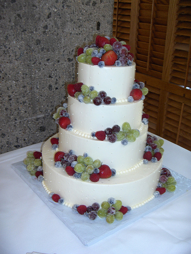 White Wedding Cakes - Fruit Decorations