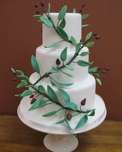 Olive Braches - White Wedding Cake Pictures