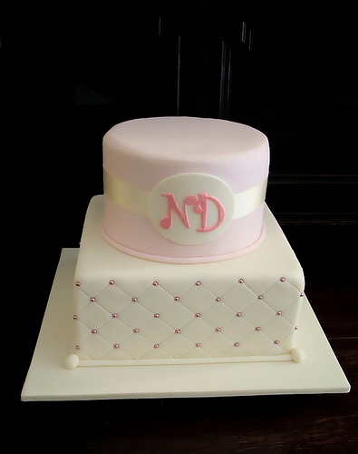 Pink Monogram Cake - Wedding Cake Pictures
