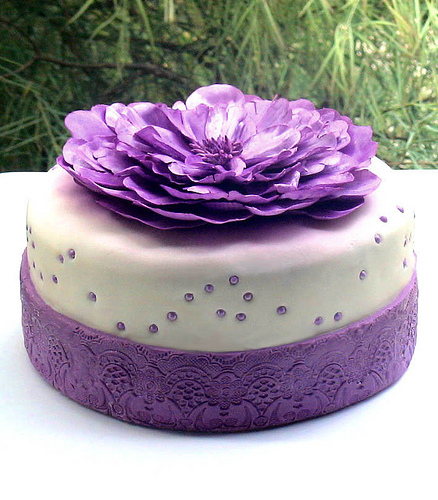 Purple Wedding Cakes - Fondant Lace