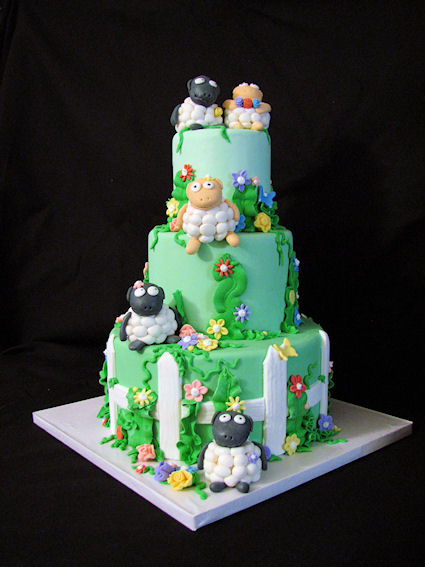 Awesome Whimsical Sheep Wedding Cake