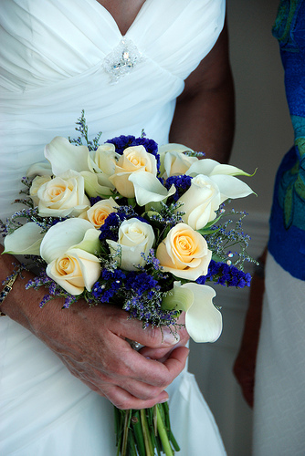 Indigo, Cream, and Baby Blue Wedding Flowers