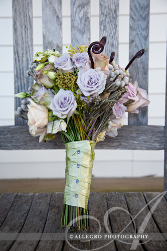 Lavender and Pink Rose Wedding Flowers
