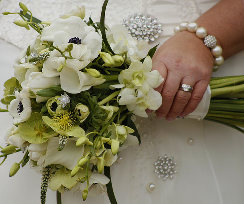 White and Green Poppy Wedding Flowers