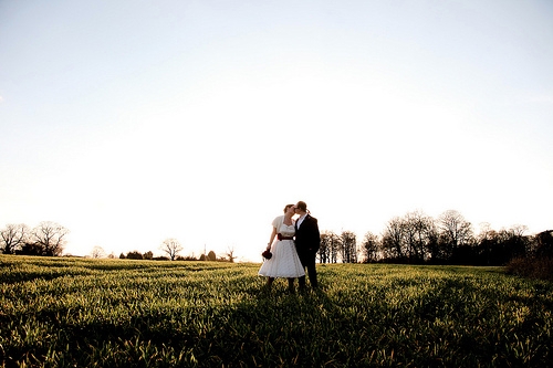 Real Wedding Pictures: Couple Portrait in Field