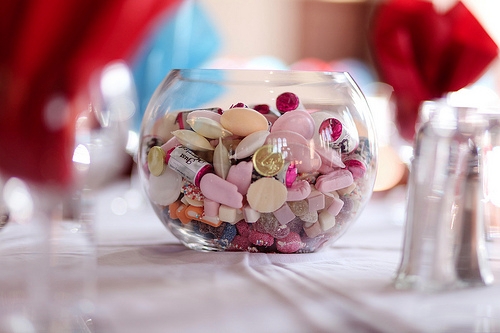 Real Wedding Picturs: Candy Bowl Centerpieces