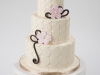 Dotted Wedding Cake with Pink Flowers