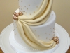 White wedding cake pictures with Gold Swag